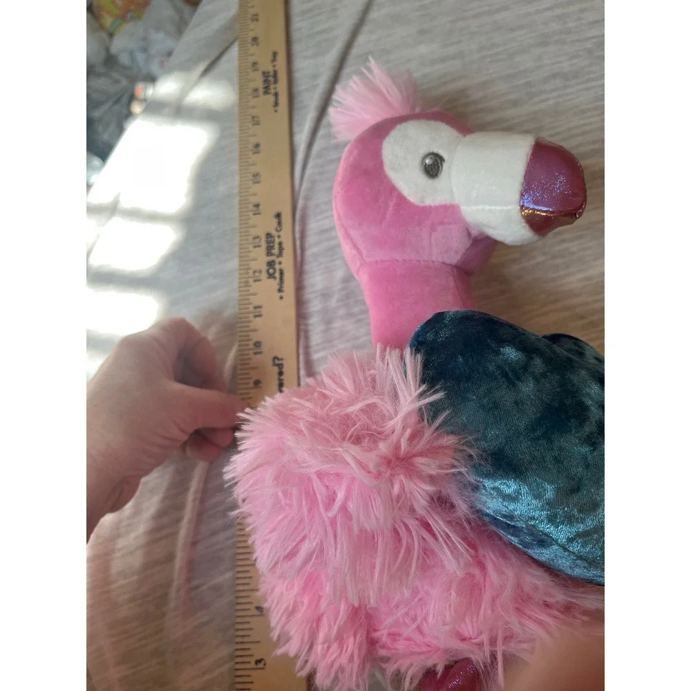 Pink Flamingo Plush Heart Teal Velvet Stuffed‎ Animal Toy